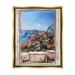 Stupell Industries Through Window View Seaside Flower Garden Scene Painting Metallic Gold Floating Framed Canvas Print Wall Art Design by Ziwei Li