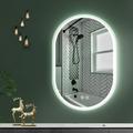 40X24 Inch Bathroom Mirror with Lights Anti Fog Dimmable LED Mirror for Wall Touch Control Frameless Oval Smart Vanity Mirror Vertical Hanging