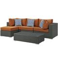 Ergode Sojourn 5 Piece Outdoor Patio Sunbrella Sectional Set - Canvas Tuscan