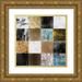 GraphINC 15x15 Gold Ornate Wood Framed with Double Matting Museum Art Print Titled - Tiles Decor Blue Notes 2