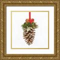 Atelier B Art Studio 20x20 Gold Ornate Wood Framed with Double Matting Museum Art Print Titled - CHRISTMAS PINE CONE