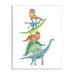 Stupell Industries Stacked Dinosaurs Balancing T-Rex Stegosaurus Illustration Graphic Art Unframed Art Print Wall Art Design by Dishique