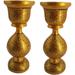 India Meets India Papier Mache Candlesticks Holder Set of 2 Candle Holder Handicraft by Awarded Indian Artisans (Gold)