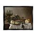 Stupell Industries Still Life with Herring Wine and Bread Pieter Claesz Painting Painting Jet Black Floating Framed Canvas Print Wall Art Design by one1000paintings