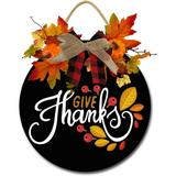 Eveokoki 12 Give Thanks Wreaths for Front Door Welcome Sign for Front Door Farmhouse Porch Decor Fall Wreaths Rustic Door Hangers Front Door with Greenery