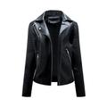 ZIZOCWA Belted Jacket Women Xxl Outfit Casual Women S Casual Jacket Solid Leather Pocket Baseball Motorcycle Loose Zipper Soft Jacket Coat Womens Light Weight Winter Jacket