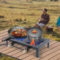 Fichiouy Propane Stove 2 Burner BBQ Gas Stove with High-Pressure Adjustable Hose for Outdoor Camping