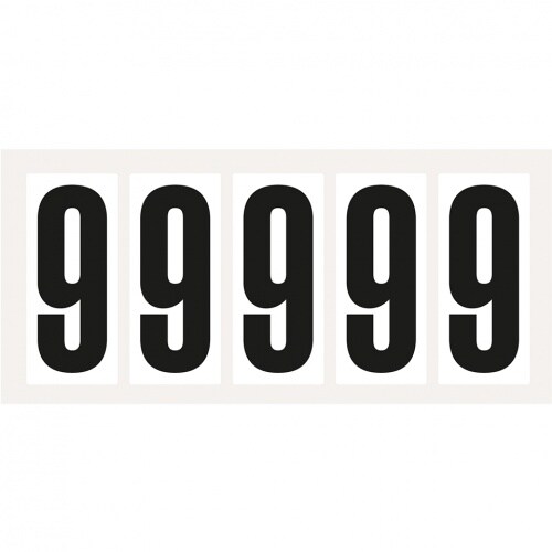 Aufkleber I Ziffer 9, weiß/schwarz, Folie, Schrifthöhe 75mm, 38x88mm, 100 Stück/Packung Image