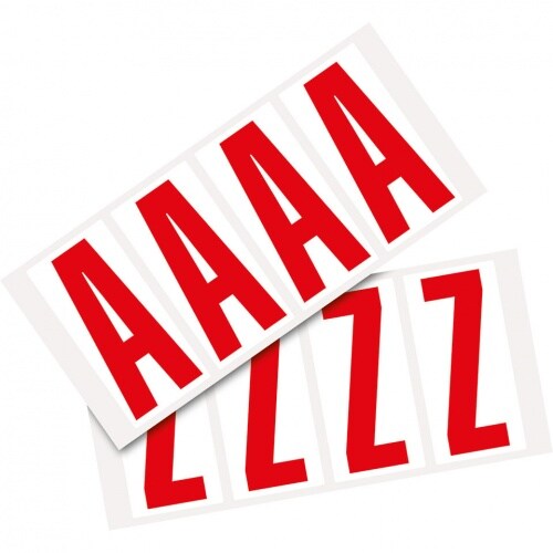 Aufkleber I Kombipackung Buchstabe A-Z, weiß/rot, Folie, SH 95mm, 47x98mm, 4 je Buchstabe/Packung Image