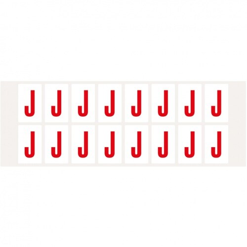 Aufkleber I Buchstabe J, weiß/rot, Folie, Schrifthöhe 25mm, 22x36mm, 320 Stück/Packung Image