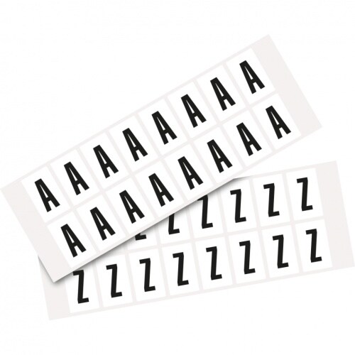 Aufkleber I Kombipackung Buchstabe A-Z, weiß/schwarz, Folie, SH 25mm, 22x36mm, 16 je Buchst./PAK Image