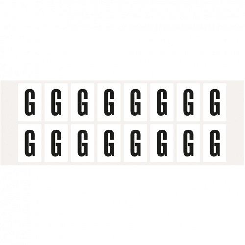 Aufkleber I Buchstabe G, weiß/schwarz, Folie, Schrifthöhe 25mm, 22x36mm, 320 Stück/Packung Image