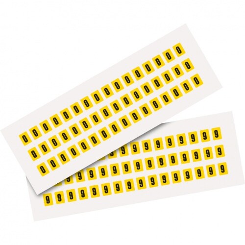 Aufkleber I Kombipackung Ziffer 0-9, gelb/schwarz, Folie, SH 8mm, 9,5x13mm, 96 je Ziffer/Packung Image