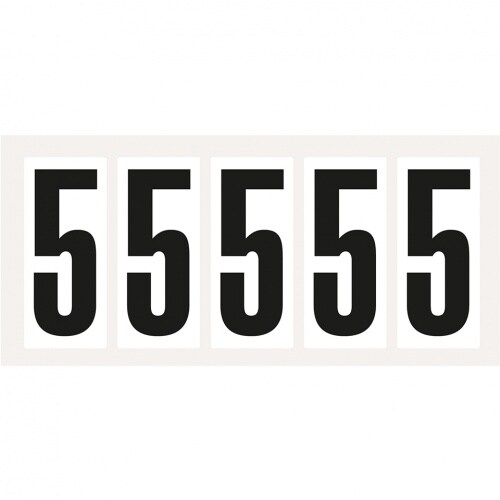 Aufkleber I Ziffer 5, weiß/schwarz, Folie, Schrifthöhe 75mm, 38x88mm, 100 Stück/Packung Image