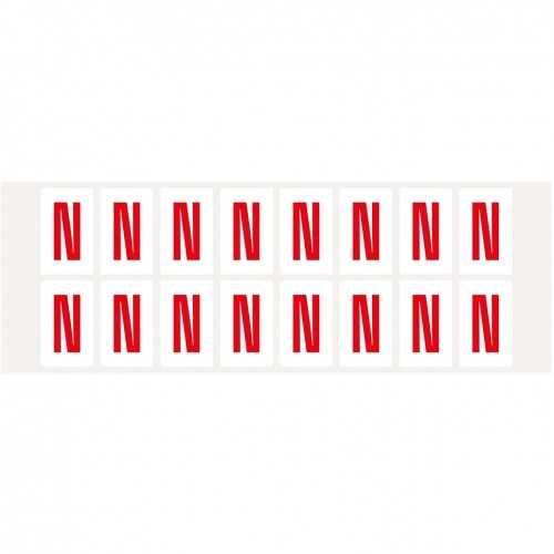 Aufkleber I Buchstabe N, weiß/rot, Folie, Schrifthöhe 25mm, 22x36mm, 320 Stück/Packung Image