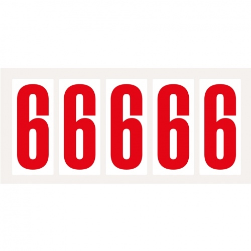 Aufkleber I Ziffer 6, weiß/rot, Folie, Schrifthöhe 75mm, 38x88mm, 100 Stück/Packung Image