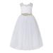 Ekidsbridal White Floral Lace Neck A-Line Keyhole Back Flower Girl Dress Pretty Princess 178R3 4