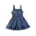TSEXIEFOOFU Toddler Girls Summer Denim Dress Fashion Sleeveless Button Down Ruffle Tank Dress