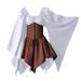 pafei tyugd Halloween Costumes Dress Women Gothic Corset Dresses Square Neck Lace Up Decorations Irregular Hem Evening Party Prom Dress Retro Long Sleeve Mini Gowns Dress