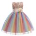 One opening Kids Formal Dress Flower Sequins Round Collar Sleeveless One-Piece