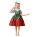 Little Girlâ€™s Christmas Printed Dress Casual Short Sleeve/Sleeveless A-line Formal Dress