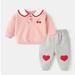 Hunpta Children Kids Toddler Baby Girls Cartoon Long Sleeve Sweatshirt Pullover Tops Cute Print Trousers Pants Outfit Set 2PCS