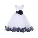 Ekidsbridal White Tulle Rose Petals Formal Flower Girl Dresses Junior Pageant Birthday Party Pretty Princess Ballroom Gown 302S M