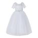 Ekidsbridal White Floral Lace Tulle Flower Girl Dresses Wedding Reception Mini Bridal Gown for Toddlers LG2R7 3