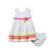 Blueberi Boulevard Infant & Toddler Girls White Neon Dress Ruffled SunDress 3T