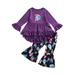 JYYYBF 1-6Y Fashion Children Kids Girl Halloween Outfit Ghost Printed Long Sleeve Dress+Flare Pants Set Outfit Kid Girls Clothes Purple 1-2 Years