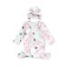 Bebiullo Newborn Infant Baby Girls Sleeping Bag Long Sleeve Swaddle Wearable Sleeper Blankets with Headband Pink Flower 0-3 Months