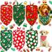 Christmas Dog Bandanas Pet Adjustable Holiday Santa Bandanas Santa Claus Printed Collar For Cat Dog Kitty Puppy Accessories