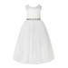 Ekidsbridal Ivory Floral Lace Neck A-Line Keyhole Back Flower Girl Dress Wedding Gown 178R2 10