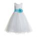 Ekidsbridal Ivory Floral Lace Heart Cutout Formal Flower Girl Dress Pretty Princess Wedding Tulle Mini Bridal Gown 172T 4