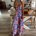 Summer Long Maxi Dresses for Women Boho Dress American Flag Dress 4th of July Stars and Stripes Patriotic Dress