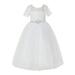Ekidsbridal Ivory Floral Lace Tulle Flower Girl Dresses Wedding Reception Mini Bridal Gown for Toddlers LG2R7 2