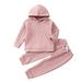 TAIAOJING Baby Boys Girls Clothes Children Kid Toddler Patchwork Long Sleeve Knit Hooded Sweatshirt Tops Solid Pants Trousers Sleepwear Pajamas Outfit Set 2PCS Clothes 4-5 Years