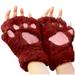 XINSHIDE Gloves Cats Claw Gloves Plush Half-Finger Bears Paw Fingerless Gloves Cute Female Thick Halter Gloves Cartoon Warm Gloves