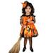 AMILIEe Girls Halloween Party Dress Mesh Long Sleeve Bat Pattern A-Line One-piece Dresses