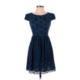 ABS Allen Schwartz Casual Dress - Fit & Flare: Blue Jacquard Dresses - Women's Size 0