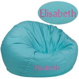 Personalized Oversized Solid Mint Green Bean Bag Chair for Kids and Adults [DG-BEAN-LARGE-SOLID-MTGN-TXTEMB-GG] - Flash Furniture DG-BEAN-LARGE-SOLID-MTGN-TXTEMB-GG