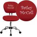 Personalized Mid-Back Red Mesh Swivel Task Office Chair with Chrome Base [H-2376-F-RED-TXTEMB-GG] - Flash Furniture H-2376-F-RED-TXTEMB-GG