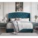 Evelynn Wingback Upholstered Button Tufted Queen Bed in Blue - CasePiece USA C80038-531