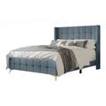 Chelsea Full Upholstered Button Tufted Panel Bed in Blue - CasePiece USA C80100-321