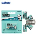 Gillette-Rasoir de rasage super bleu pour hommes acier inoxydable 5 têtes de rasoir à double