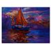 Breakwater Bay Red Sail Ship On Purple Sunset - Nautical & Coastal Wood Wall Art Décor - Natural Pine Wood in White | 24 H x 36 W x 1 D in | Wayfair