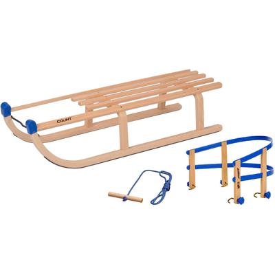 Davoser Schlitten COLINT "Davos 100 mit Holz/Kunststofflehne und Leine", braun (buchefarben), SchlittenB:34,5cm H:25cm L:100cm, Buchenholz, B:34,5cm H:25cm L:100cm