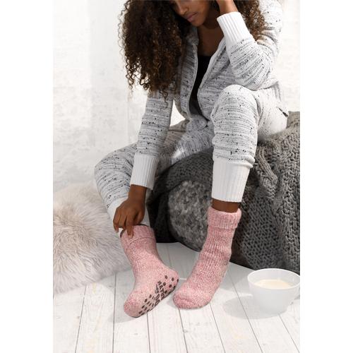 ABS-Socken LAVANA Gr. 35-38, rosa Damen Socken Stoppersocken aus Strick mit rutschfester Sohle