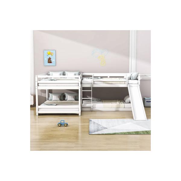 harriet-bee-faso-l-shaped-quad-wood-bunk-bed,-full-over-full---twin-over-twin-bunk-beds-w--slide-in-white-|-51-h-x-80-w-x-134-d-in-|-wayfair/