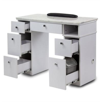 Sonoma Manicure Table Heavy Duty Nail Station, White Marble Top - N/A